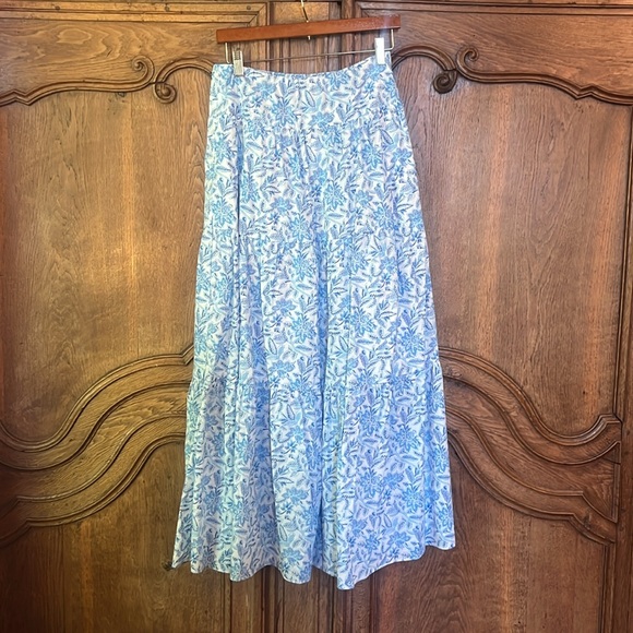 J.McLaughlin Ophelia Cotton Voile Floral Print Tiered Ruffle Maxi Skirt - Picture 3 of 12